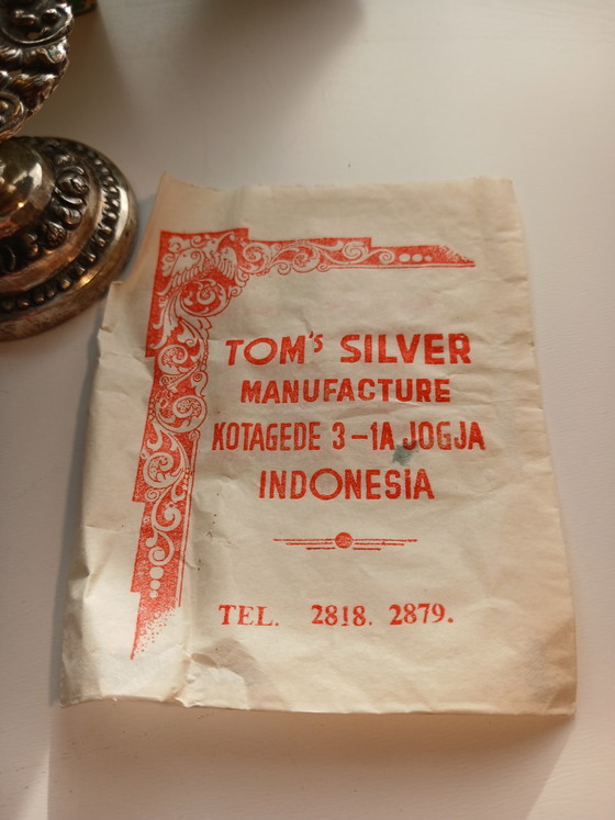 Seltene Kerzenhalter Massivsilber 800 Komplett In Originalverpackung Indonesien – TOM'S SILVER KOTAGEDE JOGJA (photo 3 of 14)