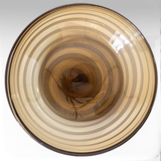 1x Ciotola Centrotavola in Vetro Murano Sommerso Stile Venini con Strisce Caffè & Bianco – Ciotole (photo 6 of 8)