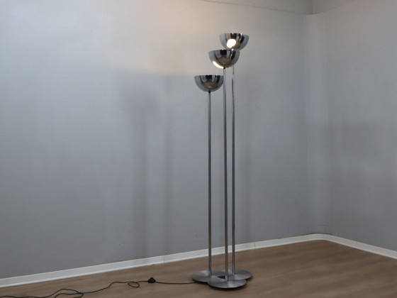 Image 1 of Lamperti 3-koloms chromen vloerlamp uit de jaren 70, ruimtevaarttijdperk Italiaans design