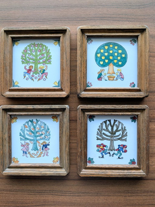 Céramique Westraven (4 carreaux) Les Quatre Saisons