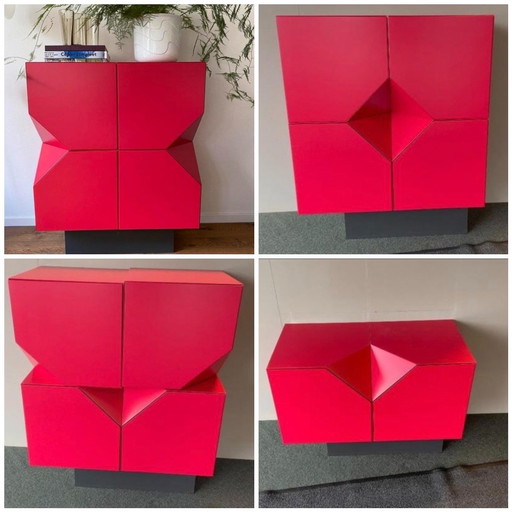 Armadio stile Memphis 4 blocchi rossi sfusi 40x40x40 cm