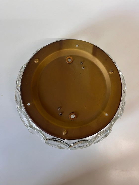 Image 1 of Lampada da soffitto Hillebrand, in vetro chiaro e oro, dell'era spaziale