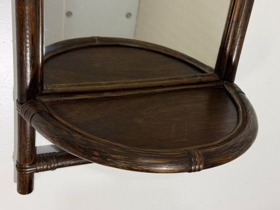 Specchio da parete in rattan con consolle anni '70 (photo 5 of 11)