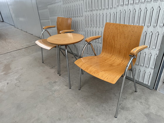 Image 1 of Thonet 2er Set Stühle mit Beistelltisch