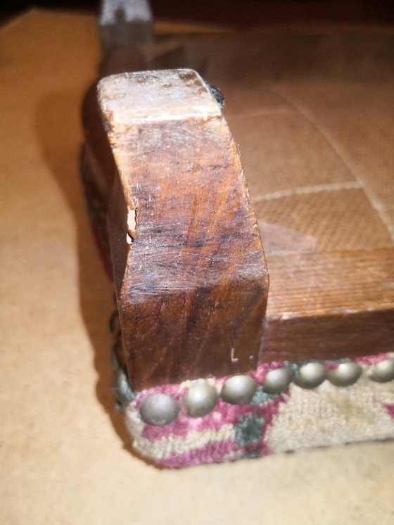 Image 1 of Antique baroque upholstered footstool in Louis XV style (rare)