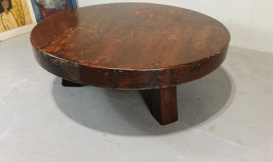 Image 1 of Vintage Wabi Sabi brutalist round coffee table 