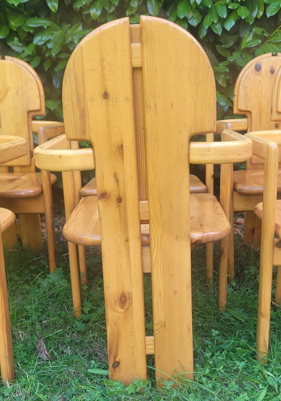 Set of 6 Vintage Solid Pine Armchairs – Rainer Daumiller Style (1970s) – Dining chairs, Wood (photo 3 of 5)