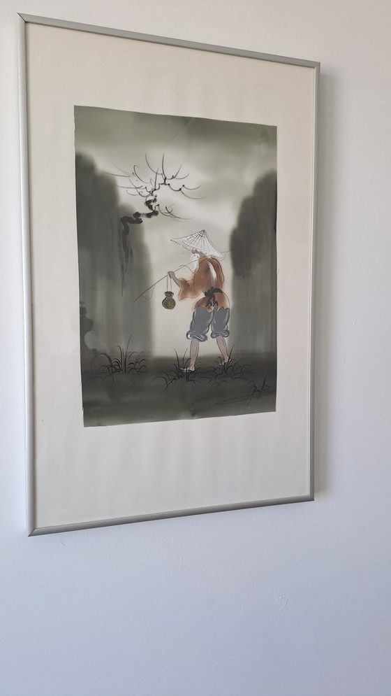 Image 1 of Ink painting on fabric