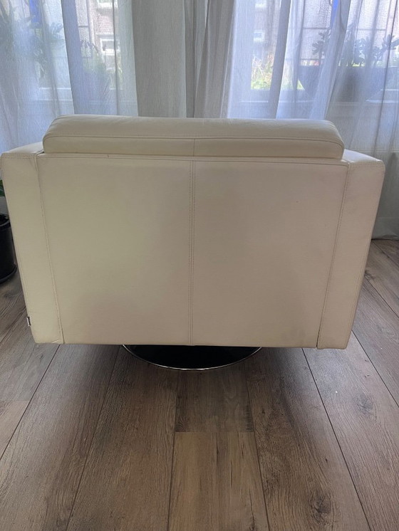 Image 1 of BoConcept armchair with footstool - white leather