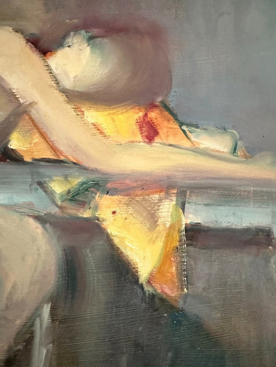 Image 1 of Dipinto figurativo francese originale degli anni '70 firmato Marais