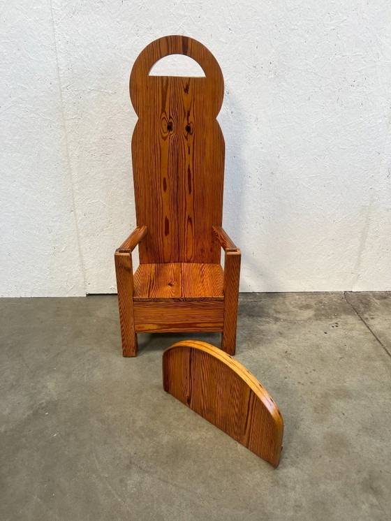 Image 1 of Vintage High Chair, Brutalist, Pine Wood 1970s