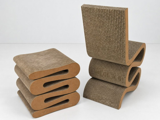 Sedia da camera Wiggle Easy Edges con sgabello di Frank Gehry per Vitra – Sedie da camera, Carta (photo 13 of 17)