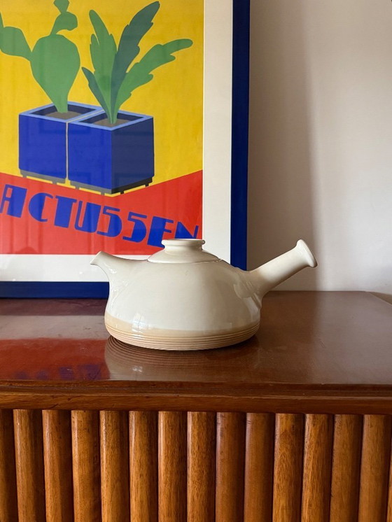 Image 1 of Teekanne aus cremefarbenem Kunststein im Mid-Century-Modern-Stil, Franco Bucci, Italien, ca. 1970