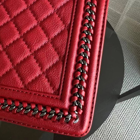 Image 1 of Chanel Calfskin Boy Handle New Medium 28CM Quilted Leboy Palladium Silver Hardware Series 23