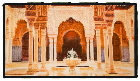 Image 1 of Drawing of a mosque in Malaysia. Mosque drawing. Mosque painting. Mozarabic art. Oriental architecture. New.