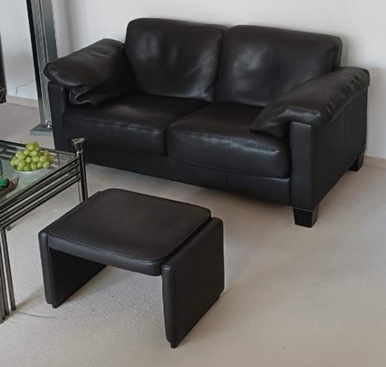 Image 1 of 1970s De Sede Lounge Set: DS-17 2-Seater & DS-55 Armchair with Ottoman