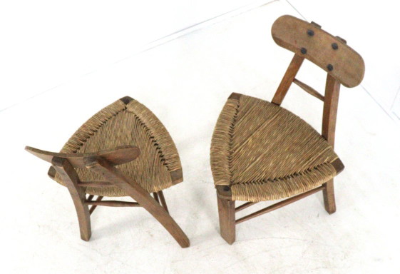 Image 1 of Set of 2 brutalist tripod vintage chairs