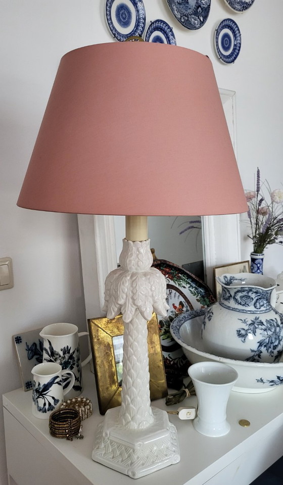 Image 1 of Vintage palm tree lamp white ceramic