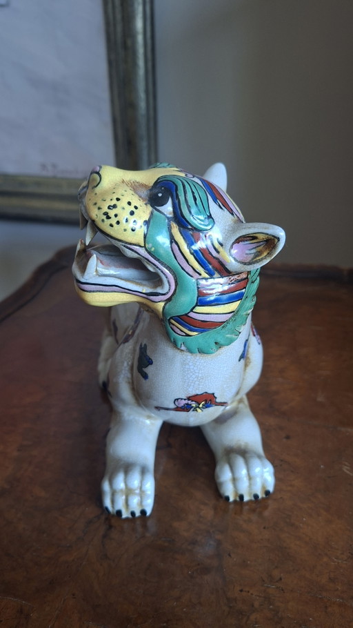 Vintage Kutani stijl Shishi leeuw - Porseleinen Foo hond beschermer - 24 cm - Kleurrijk – decoratieve objecten (photo 2 of 8)