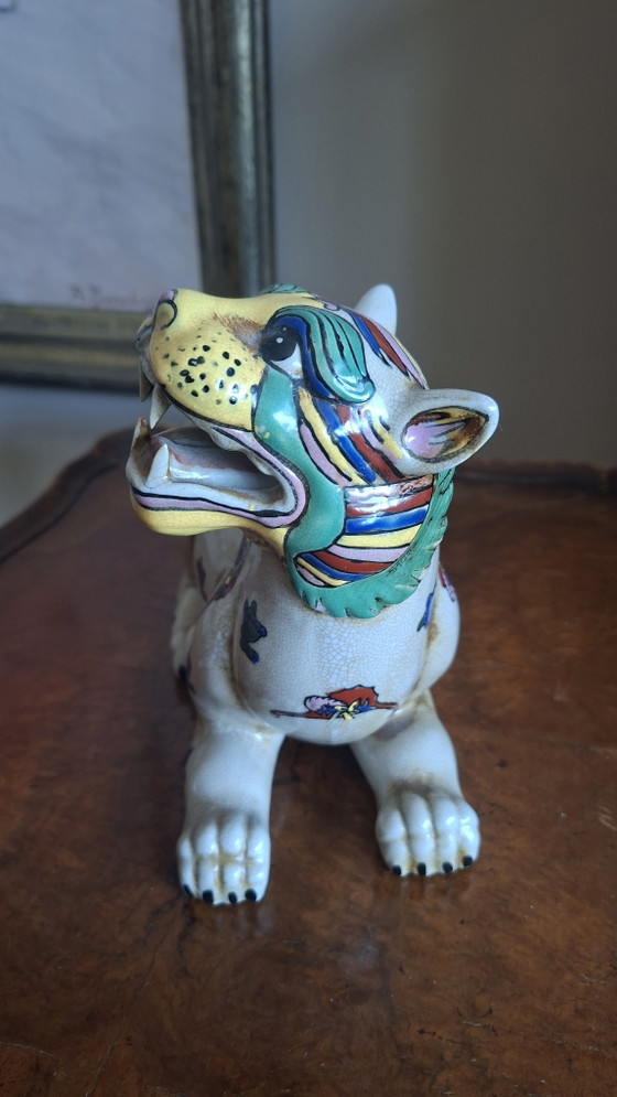 Vintage Kutani stijl Shishi leeuw - Porseleinen Foo hond beschermer - 24 cm - Kleurrijk – Decoratieve objecten (photo 2 of 8)