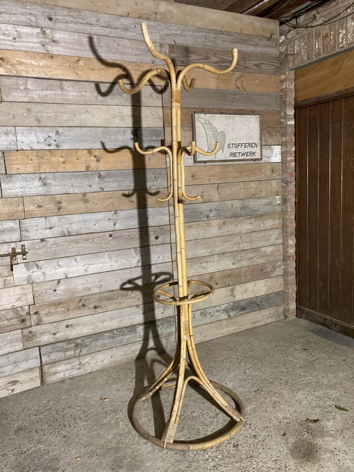 Rattan coat rack