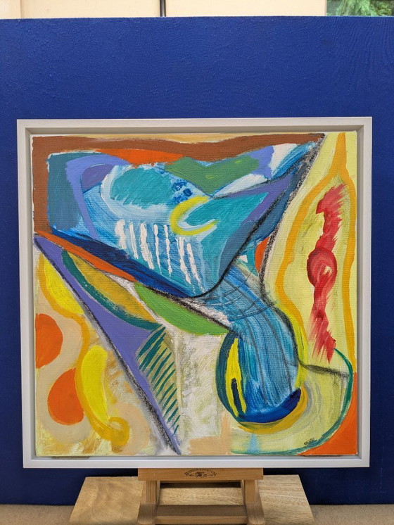 Image 1 of RIVER OTTER ESTUARY WALK ORIGINAL ACRYLIC CANVAS FRAMED NIGEL WATERS 40x40cm