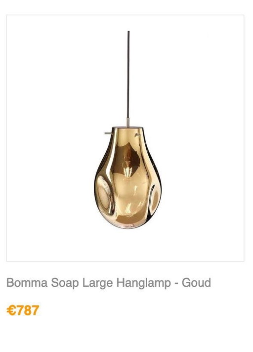 3 Bomma Soap Pendelleuchten, blau, gold & silber