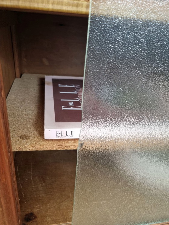 Image 1 of Vintage cupboard/sideboard with sliding doors, structured glass