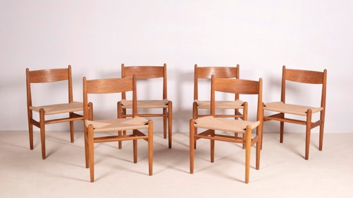 6 chaises de salle à manger Hans J. Wegner CH36 en chêne, Danemark des années 1970