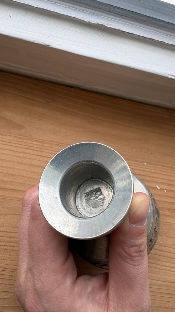 Image 1 of Set of 2 OSLO METALL PERLETINN Candle Holder Viking Decor Norway 1960s