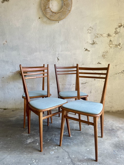 4 chaises vintage scandinave bois - années 60/70