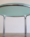Vintage ronde buisframe tafel mat glas 