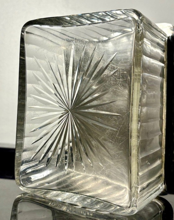 Image 1 of Baccarat crystal box silver lid