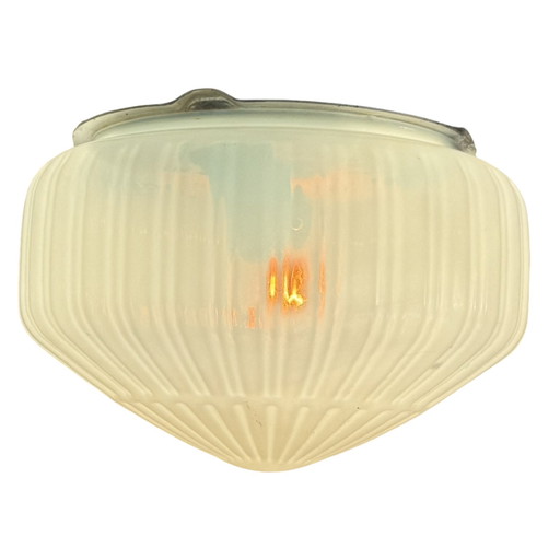 Art deco (Style) - Ceiling or wall mounted lamp with opaline glas and metal mount - ca. 1960, Czechoslovakia - Multiple in stock