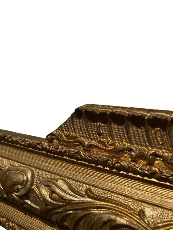 Image 1 of Miroir de Cheminée à parecloses style Louis XVI en bois doré à la feuille - XIXème siècle