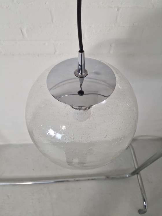 Vintage jaren 70, grote glazen hanglamp – Lampade a sospensione, Vetro, Metallo (photo 5 of 6)