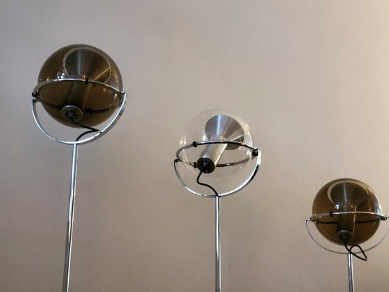 3x Globe Floor lights by Frank Ligtelijn for RAAK Amsterdam, Chrome, Glass, Multi Color (photo 7 of 11)