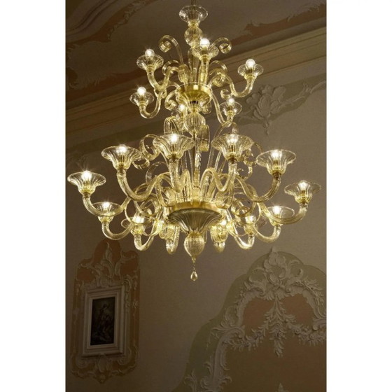 Image 1 of Moderner Champagner-Kronleuchter aus venezianischem Muranoglas mit geschwungenen Linien