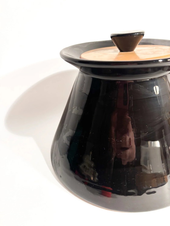 Rometti 1960s Black Ceramic and Wood Cookie Jar – Vases (photo 6 of 8)