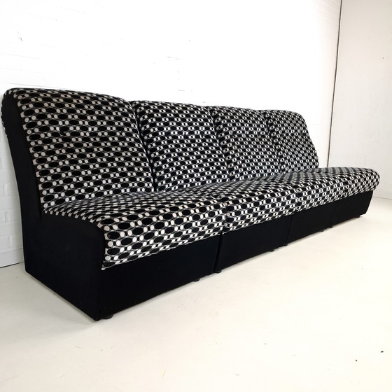 Image 1 of Vintage modulaire bank 4 delig mid century modern design zwart wit