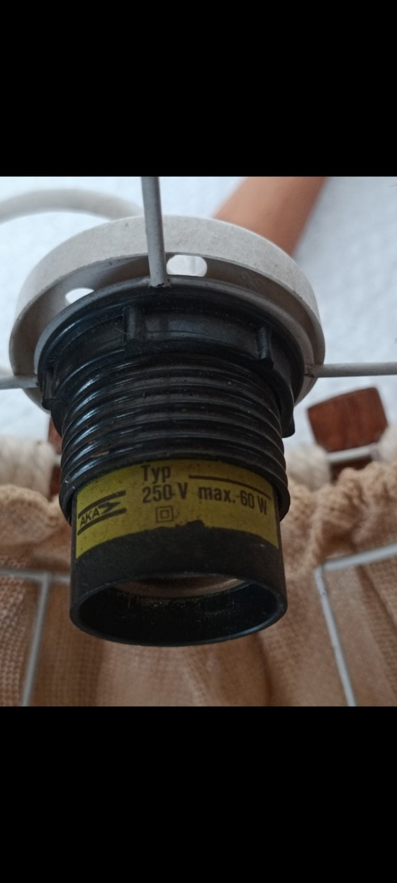 Image 1 of Scandinavian wood and rope pendant light, 1990s