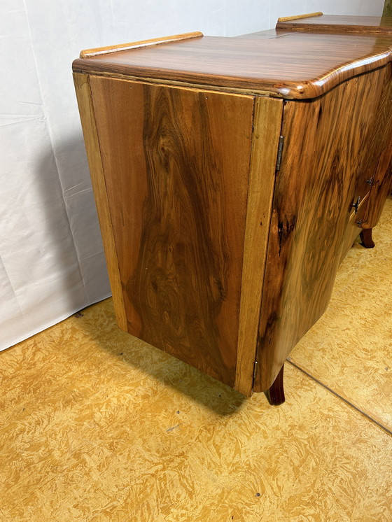 Image 1 of Art Deco Vintage Brocante Burr Walnut Cocktail Sideboard Bar 1930