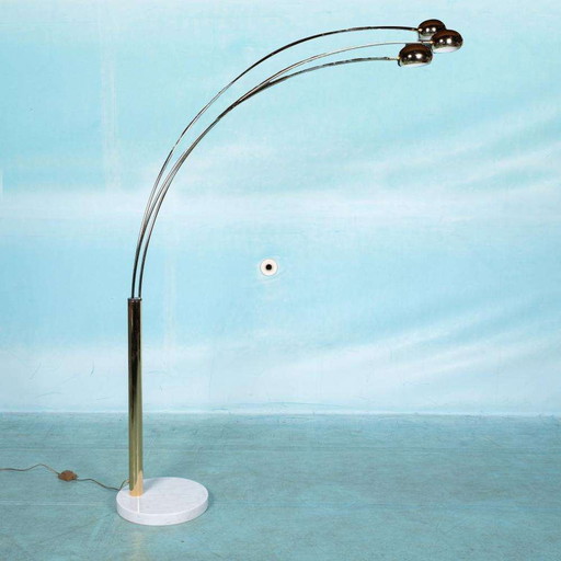 Lampe arquée de l'ère spatiale 1970, lampadaire arqué en marbre midmod