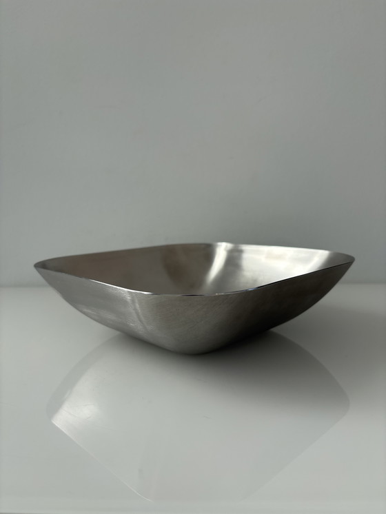 Image 1 of Serveerschaal van geborsteld RVS met afgeronde hoeken