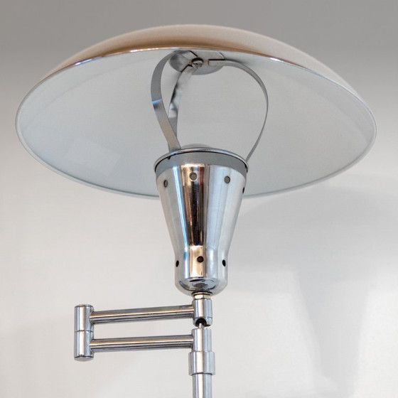 Image 1 of 1x Bauhaus Chromed Desk Lamp with Adjustable Lampshade, Italy 1950s
