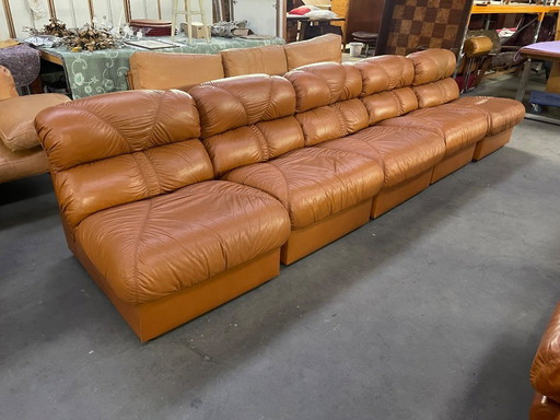 1970’s Vintage Italian Modern cognac leather lounge chairs