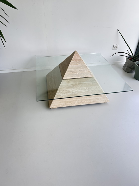 Image 1 of Vintage travertine pyramid coffee table