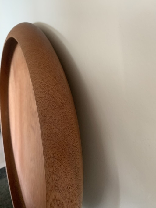 Grote Vintage Mahoniehouten Schaal – Ø 46 cm – Mid-Century Design