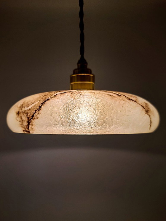 Image 1 of Lampada a sospensione vintage Art Déco in vetro marmorizzato - Germania