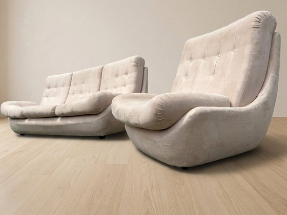 Atlantis Sitzgruppe, Space Age Polstersofa & Lounge-Sessel von Jitona, 1970er Jahre, Tschechoslowakei (photo 6 of 13)